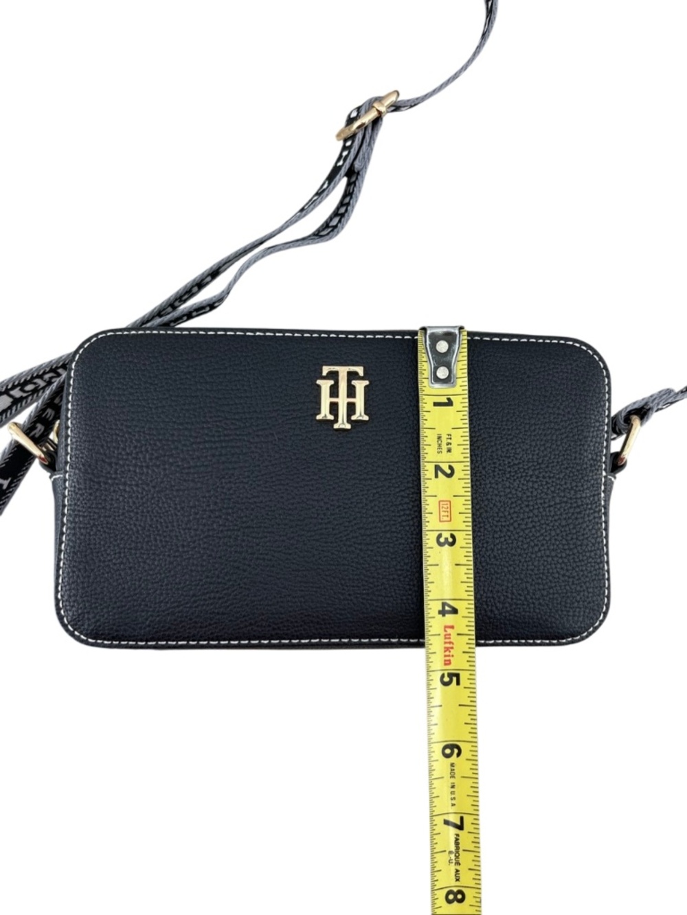 Tommy Hilfiger Black Pebbled Crossbody Camera Bag Purse - Picture 6 of 8